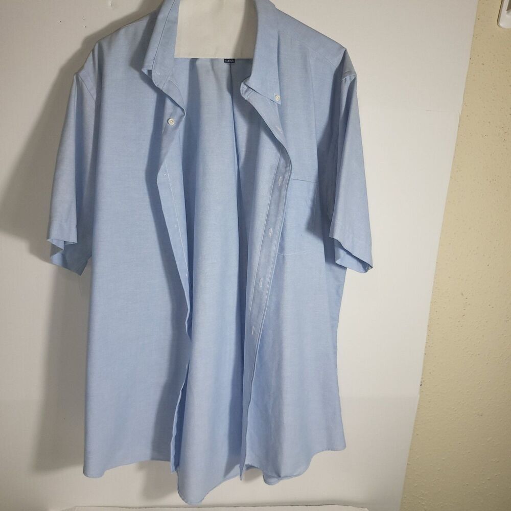 Claybrooke Shirt Men's 17.5 32/33  Blue short sleeve Button Up Wrinkle Free